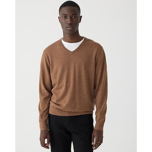 NWOT J.Crew Wool V-Neck Sweater In Brown Size Medium - Picture 1 of 7